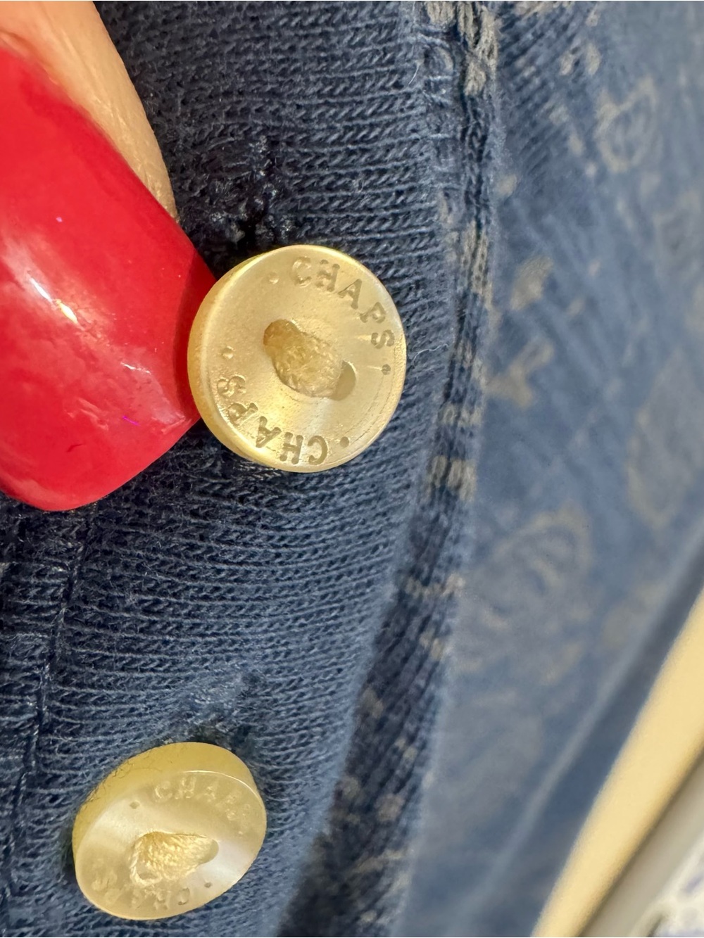 CHAP'S Navy Blue w/Button-Detail Front Henley Top XLARGE #W - Picture 3 of 7